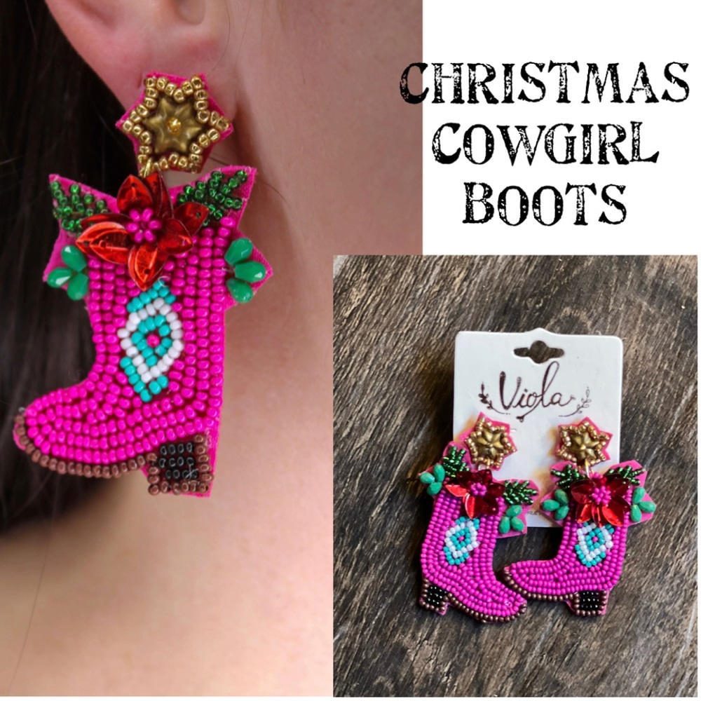 cowgirl boots beaded earrings